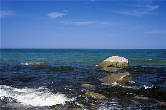 石头,海浪,波罗的海,吕根岛,梅克伦堡前波莫瑞州,德国,欧洲