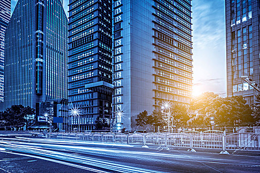 上海陆家嘴道路夜景