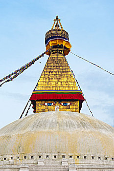 博达哈大佛塔,佛塔,两个,俯视,加德满都,地区,尼泊尔,亚洲