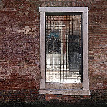 人,反射,破损,窗户,威尼斯