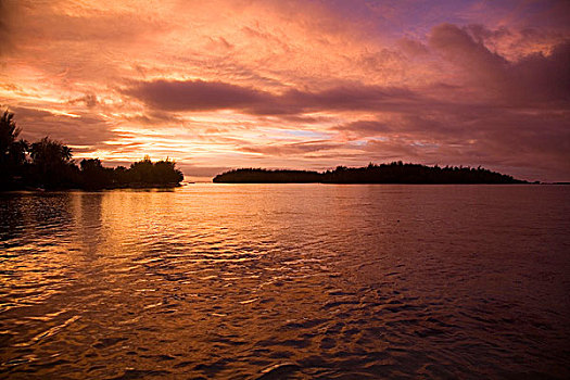 日落,茉莉亚岛,法属玻利尼西亚