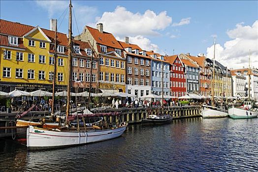 历史,船,纽哈温运河,港口,哥本哈根,丹麦,斯堪的纳维亚,欧洲