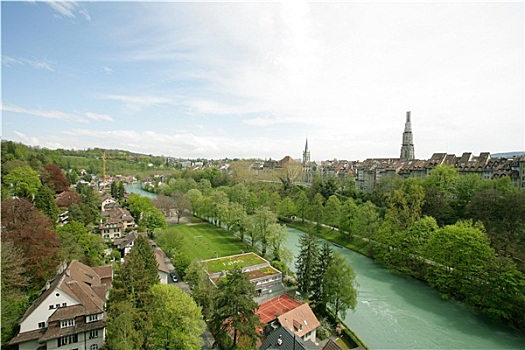 风景,河,靠近,古城,伯恩,瑞士