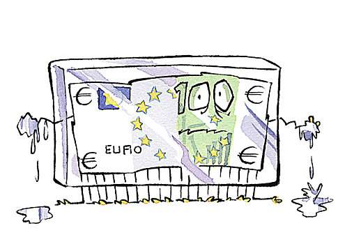冰冻,欧元,钞票