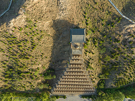 忠市青铜峡市一百零八塔景区航拍图片
