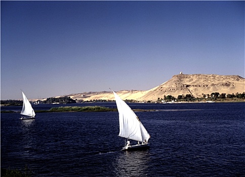 三桅小帆船,尼罗河,阿斯旺,埃及