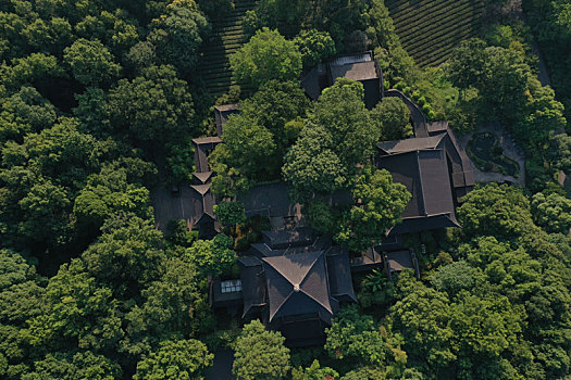 浙江杭州市西湖灵隐景区永福寺航拍