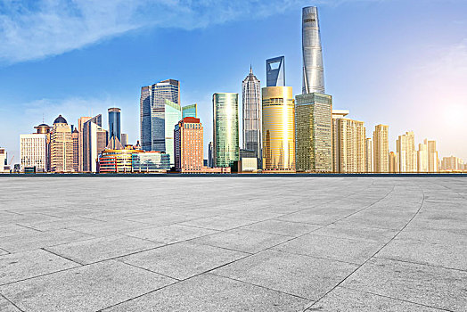 地砖地面和上海陆家嘴金融中心