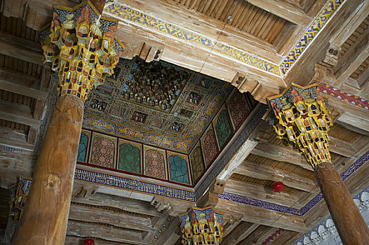 乌兹别克斯坦,布哈拉,要塞,星期五,清真寺,彩色,天花板