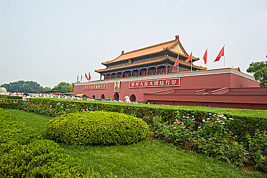北京,天安门,建筑,古迹,花坛,文明,城楼,象征,紫禁城,国家