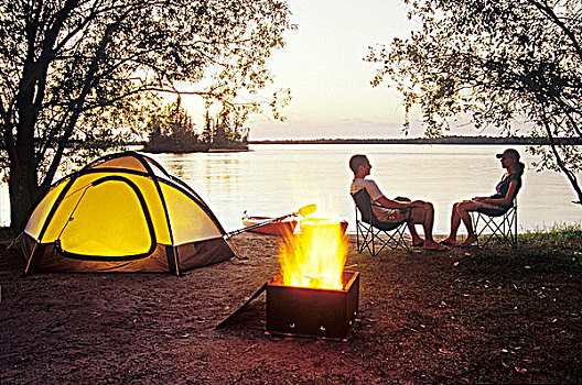 水獭,营地,怀特雪尔省立公园,曼尼托巴,加拿大