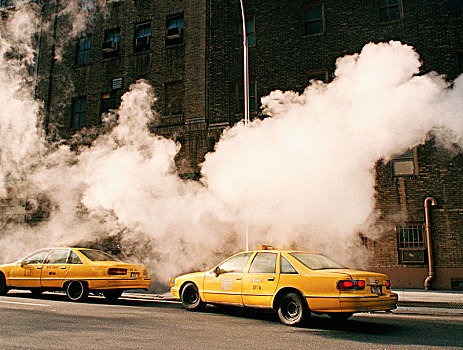 出租车,汽车,烟,纽约,美国
