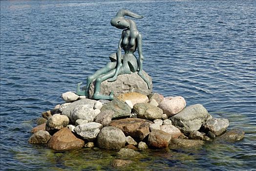 美人鱼,港口,哥本哈根,另类,艺术,丹麦,斯堪的纳维亚