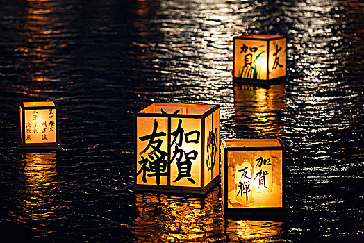 漂浮,灯笼,节日,石川,日本