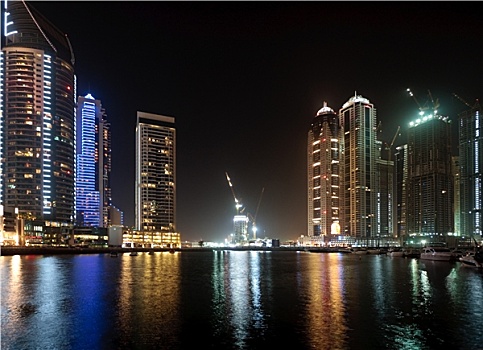 码头,迪拜,夜晚