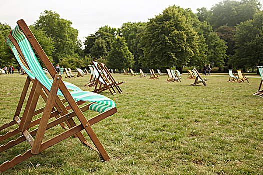 折叠躺椅,公园,伦敦,英格兰