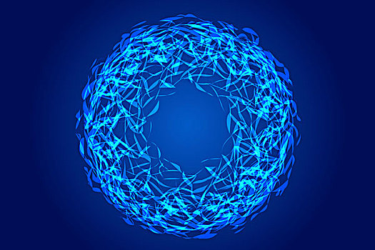 蓝色碎片圆环抽象图案