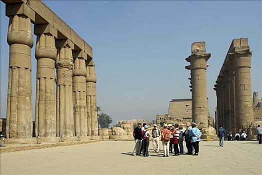 路克索神庙,尼罗河,埃及,庙宇,植物,太阳,柱廊