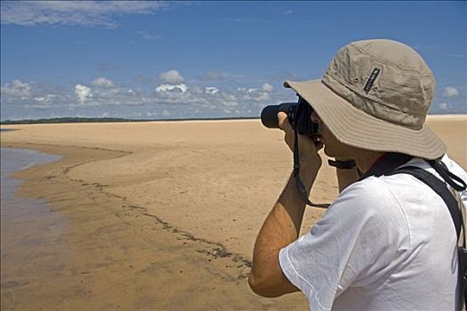 巴西人,摄影师,离子,摄影,雨林,堤岸,亚马逊河,干燥,季节,亚马逊流域,巴西