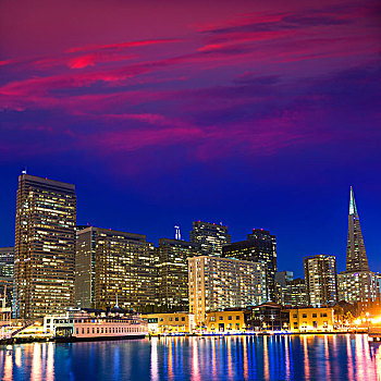 旧金山,日落,码头,加利福尼亚
