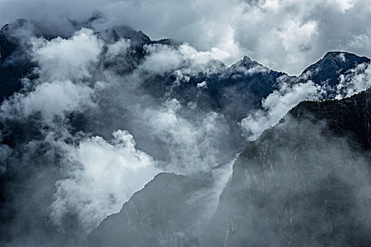俯视,山,云,马丘比丘,圣谷,印加,秘鲁