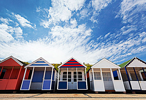 彩色,海滩小屋,英格兰