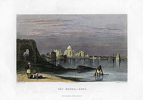 泰姬陵,阿格拉,印度,19世纪,艺术家,沃利斯