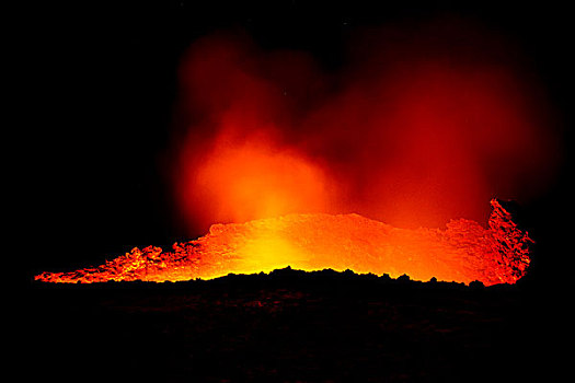 夜晚,火山口,活火山,尔塔阿雷火山,达纳基尔凹地,埃塞俄比亚,非洲