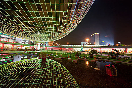 广场,夜晚,上海,中国