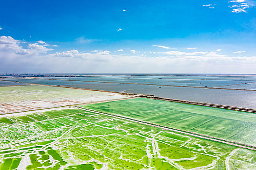 青海海西,格尔木,察尔汗盐湖风光风景航拍,2021年07月27日,察尔汗盐湖位于青海省格尔木市