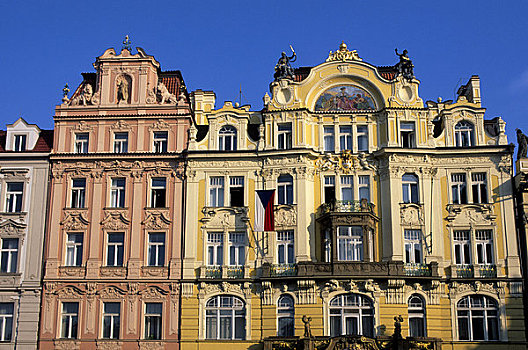 捷克共和国,布拉格,老城广场,房子