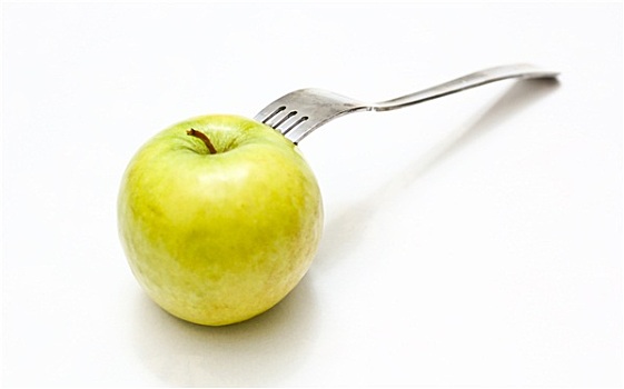 叉子,苹果