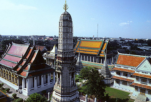 泰国,曼谷,郑王庙,围绕,亭子