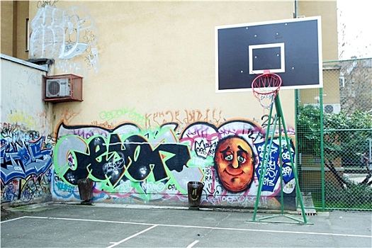 篮球,院子,涂绘,涂鸦
