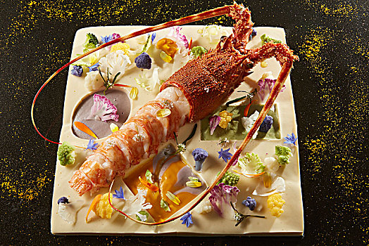 大螯虾,彩色,卷心菜