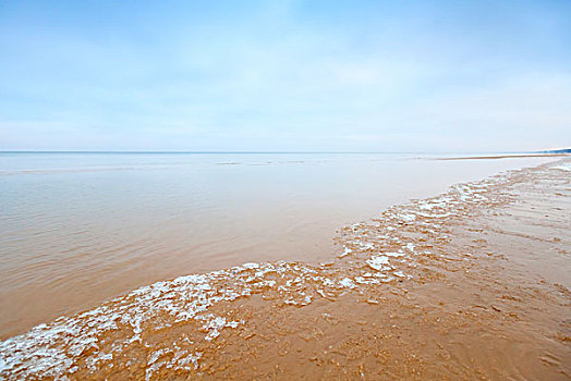 冰,碎片,空,沙,海岸,波罗的海