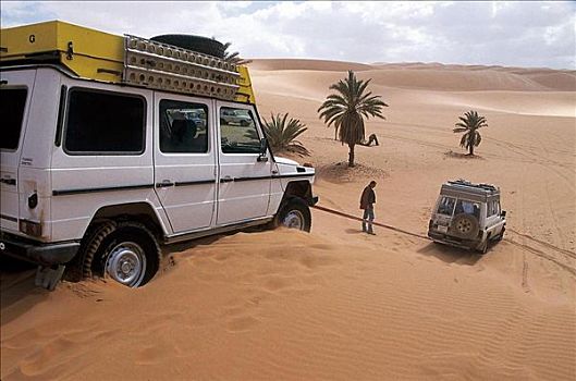 沙漠,沙丘,越野车,撒哈拉沙漠,利比亚,非洲,探险,假日,手掌,屏障