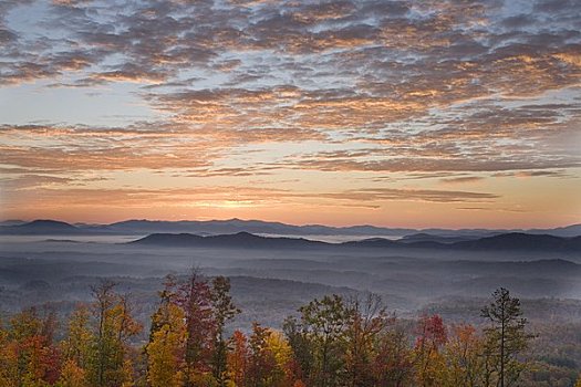 日出,上方,蓝色,山脊,山峦,北方,卡罗莱纳州,乔治亚,美国