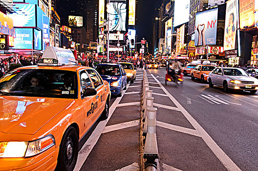 交通,黄色,出租车,时代广场,42街,纽约,美国