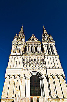 昂热,大教堂,哥特式,建造,12世纪,世纪,安茹,卢瓦尔河谷,法国,欧洲