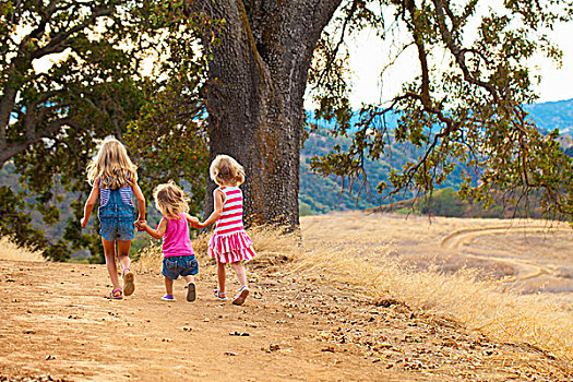 女孩,走,山,州立公园,加利福尼亚,美国