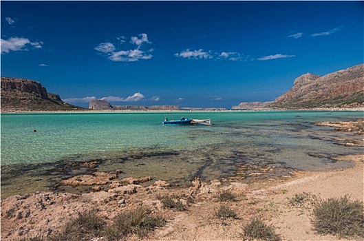 海滩,泻湖,克里特岛