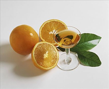 静物,新鲜,橘子,橙味利口酒