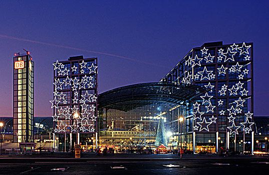 柏林,中央车站,装饰,圣诞节,亮光,蒂尔加滕,德国,欧洲
