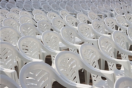 许多,白色,塑料,椅子