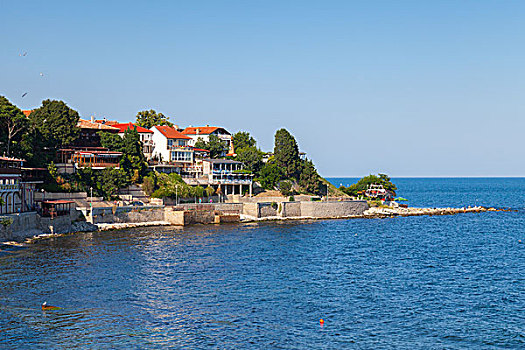 沿岸,风景,古镇,内塞巴尔,保加利亚,黑海,海岸