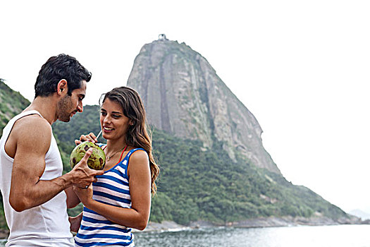 海滩,夫妻,面包山,里约热内卢,巴西