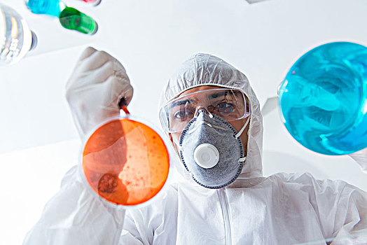化学家,工作,实验室,危险,化学品