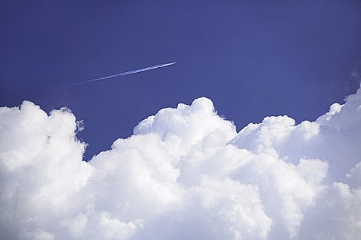 飞机,追踪,高处,夏天,云
