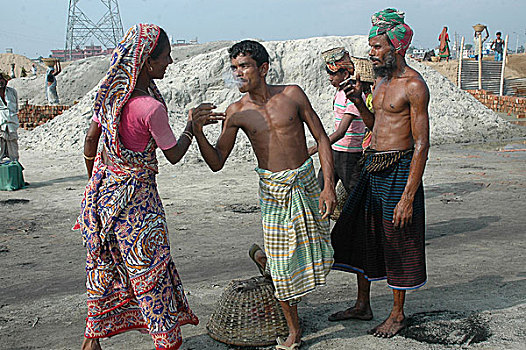 工人,享受,工作,达卡,孟加拉,九月,2005年